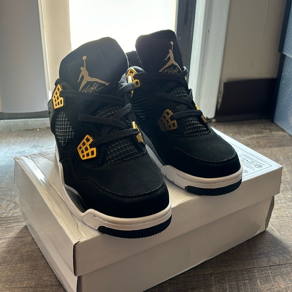 Nike Shoes - Nike Air Jordan Retro 4 Royalty Women Size 5.5/ Color Black, White, Gold.